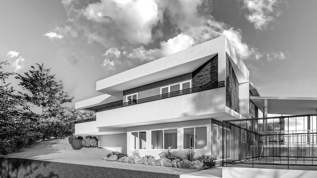 3D visualization rendering of a modern residential villa for real estate developers